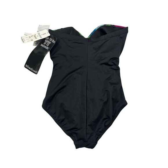 Miraclesuit Black & Floral Underwire One Piece Swimsuit Size 12 - Picture 2 of 9